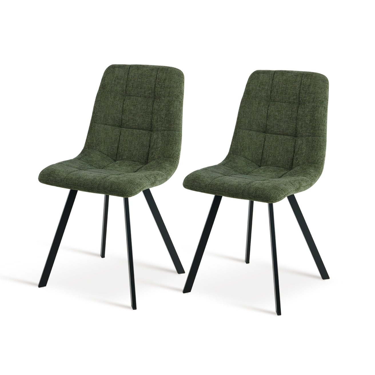 Sedia da pranzo Aoife imbottita in lino beige con struttura in metallo nero opaco - Eleganza e comfort per la tua tavola