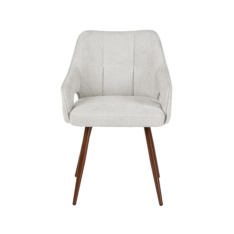 Sedia da pranzo Sage OFCASA con braccioli in lino grigio e gambe in metallo effetto noce - design scandinavo moderno