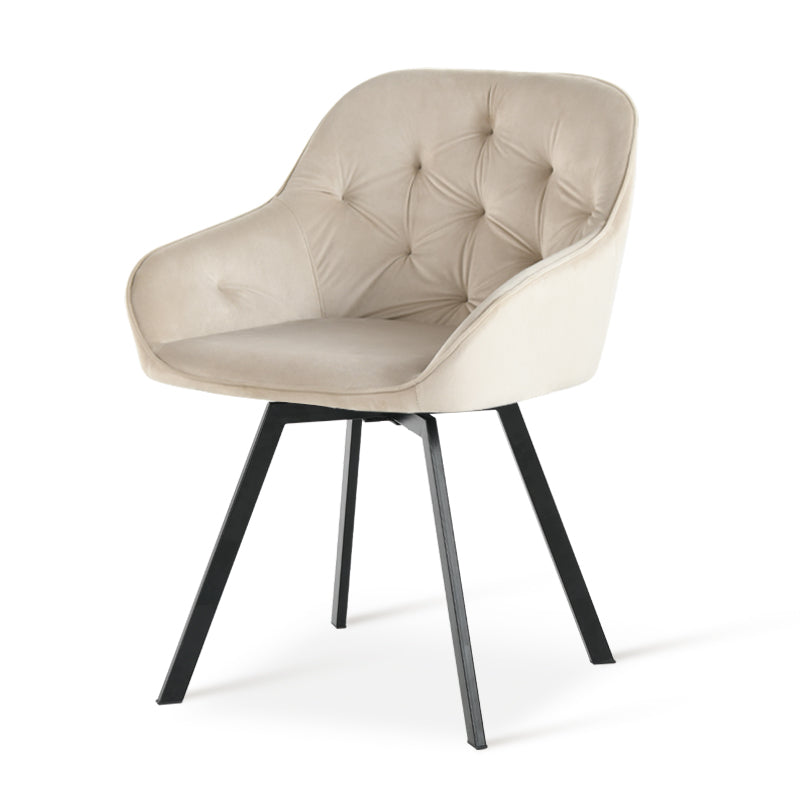 "Composizione d'arredo con tavolo da pranzo moderno e 4 sedie girevoli Keaton in un interno contemporaneo