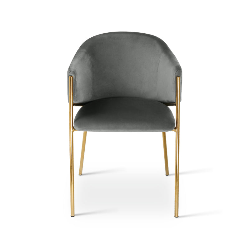 Composizione con 4 sedie Dalila attorno a tavolo rotondo in stile mid-century, perfette per open space