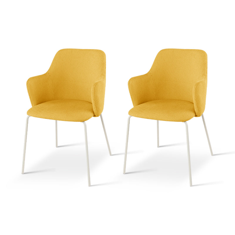 Set di 2 sedie da pranzo Dahlia in tessuto lino color oliva, con gambe cromate e design scandinavo