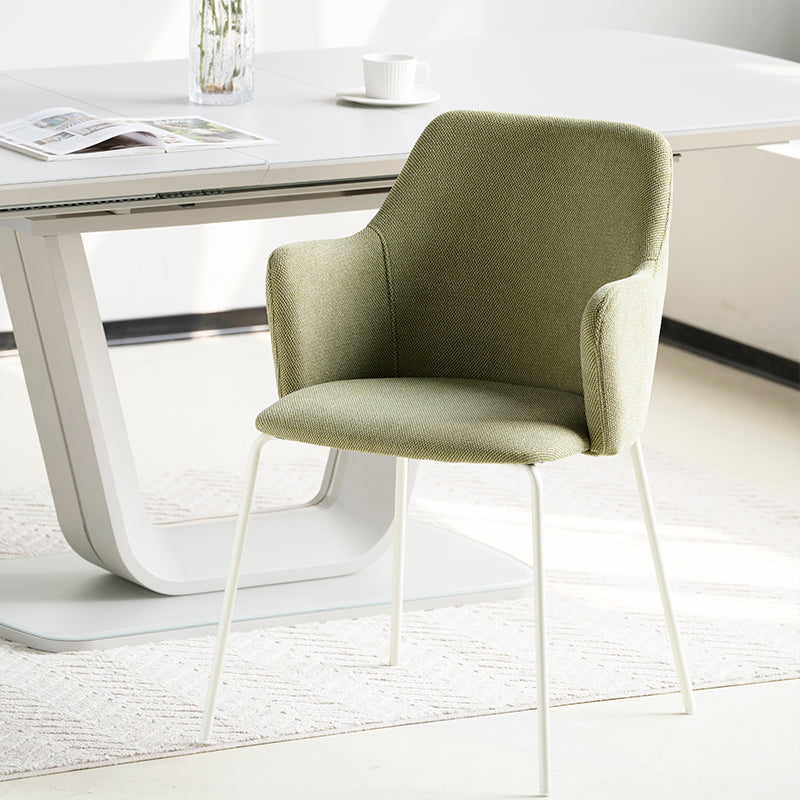 Set di 2 sedie da pranzo Dahlia in tessuto lino color oliva, con gambe cromate e design scandinavo