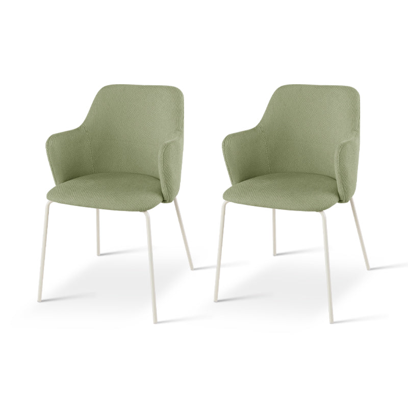 Set di 2 sedie da pranzo Dahlia in tessuto lino color oliva, con gambe cromate e design scandinavo