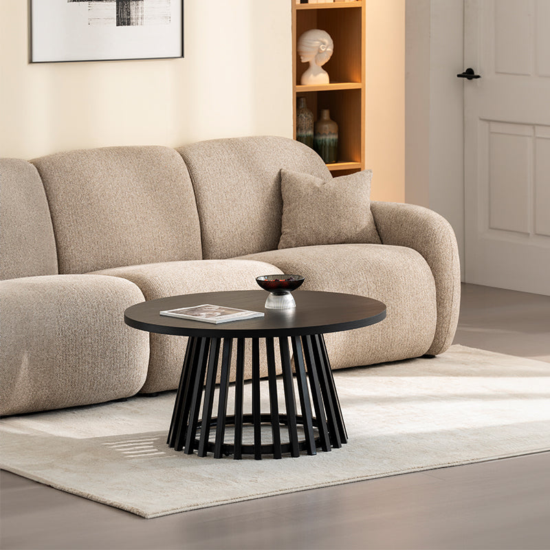 Tavolino Da Caffè Moderno In Marmo Nero - Sottopiatto/Espositore 25x25 Cm Con Base Antigraffio In Feltro