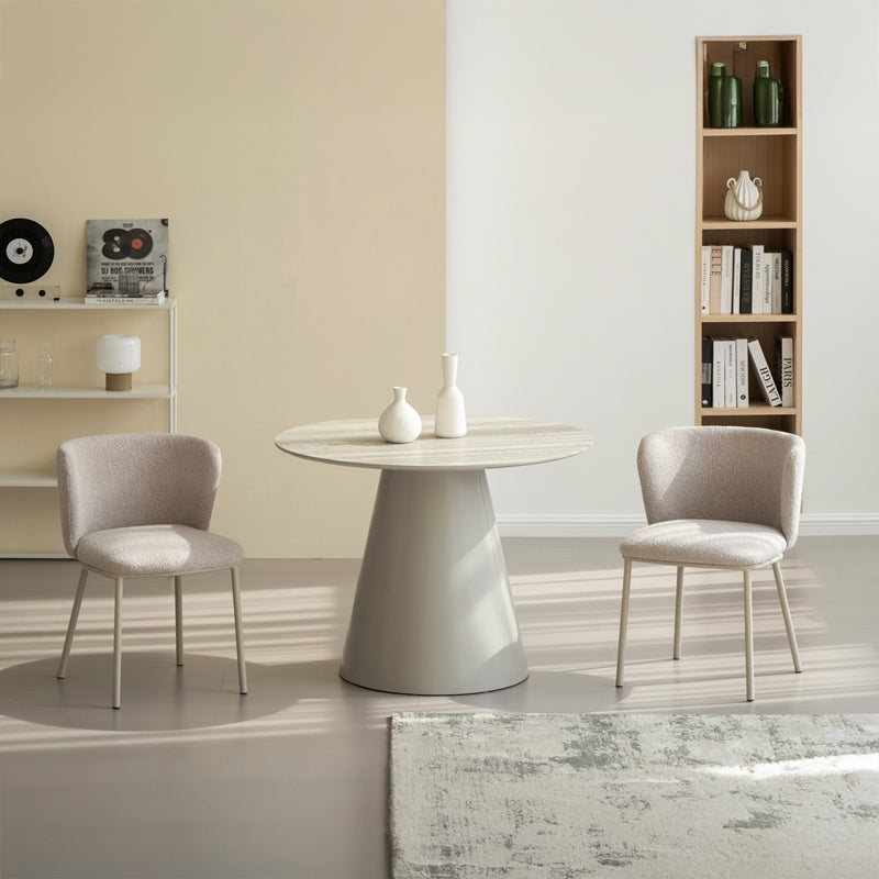 Tavolo da pranzo rotondo Elowen e 4 sedie da pranzo Karin [Set da pranzo]