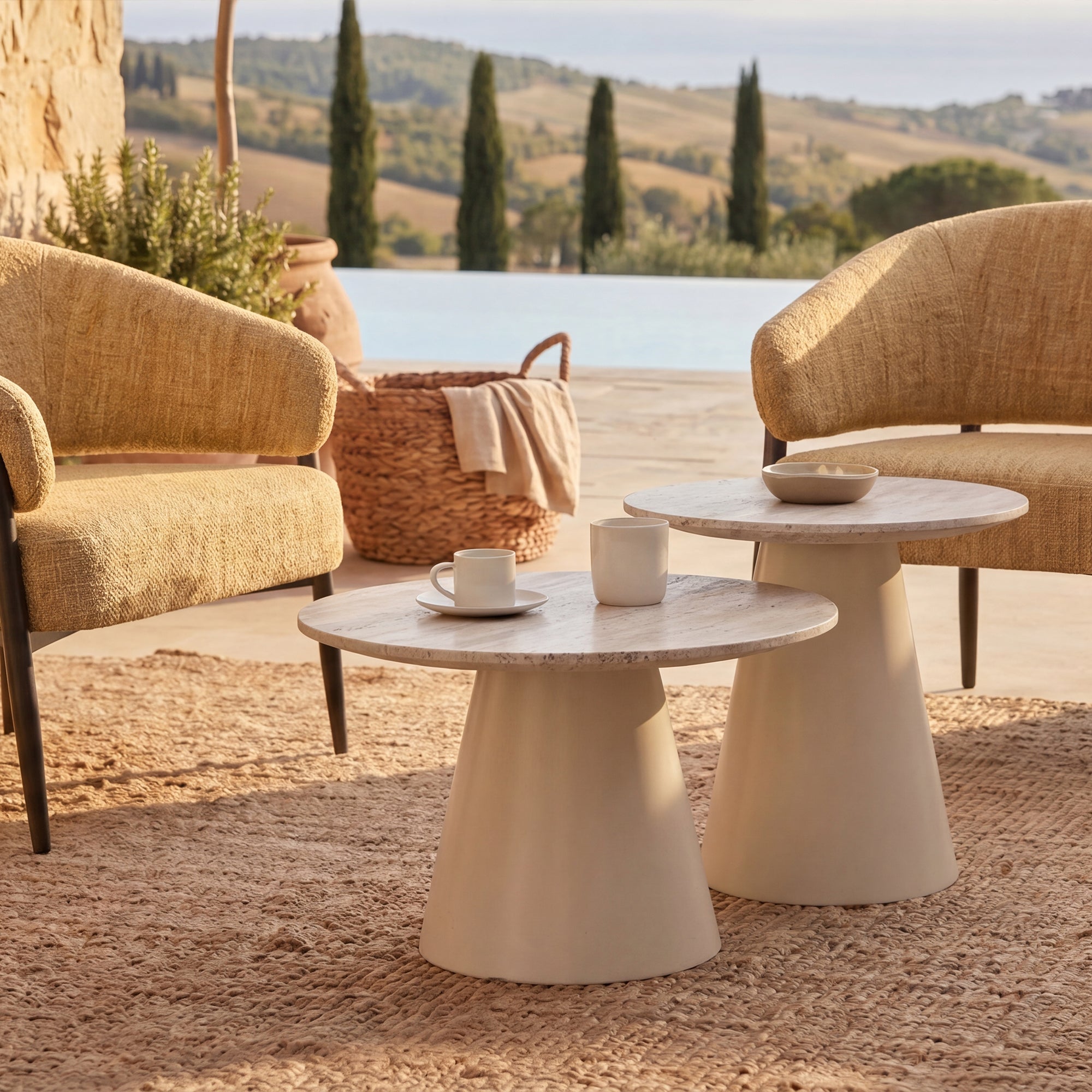 Set di tavolini Tottie [Travertino] [60 cm] [45 cm]