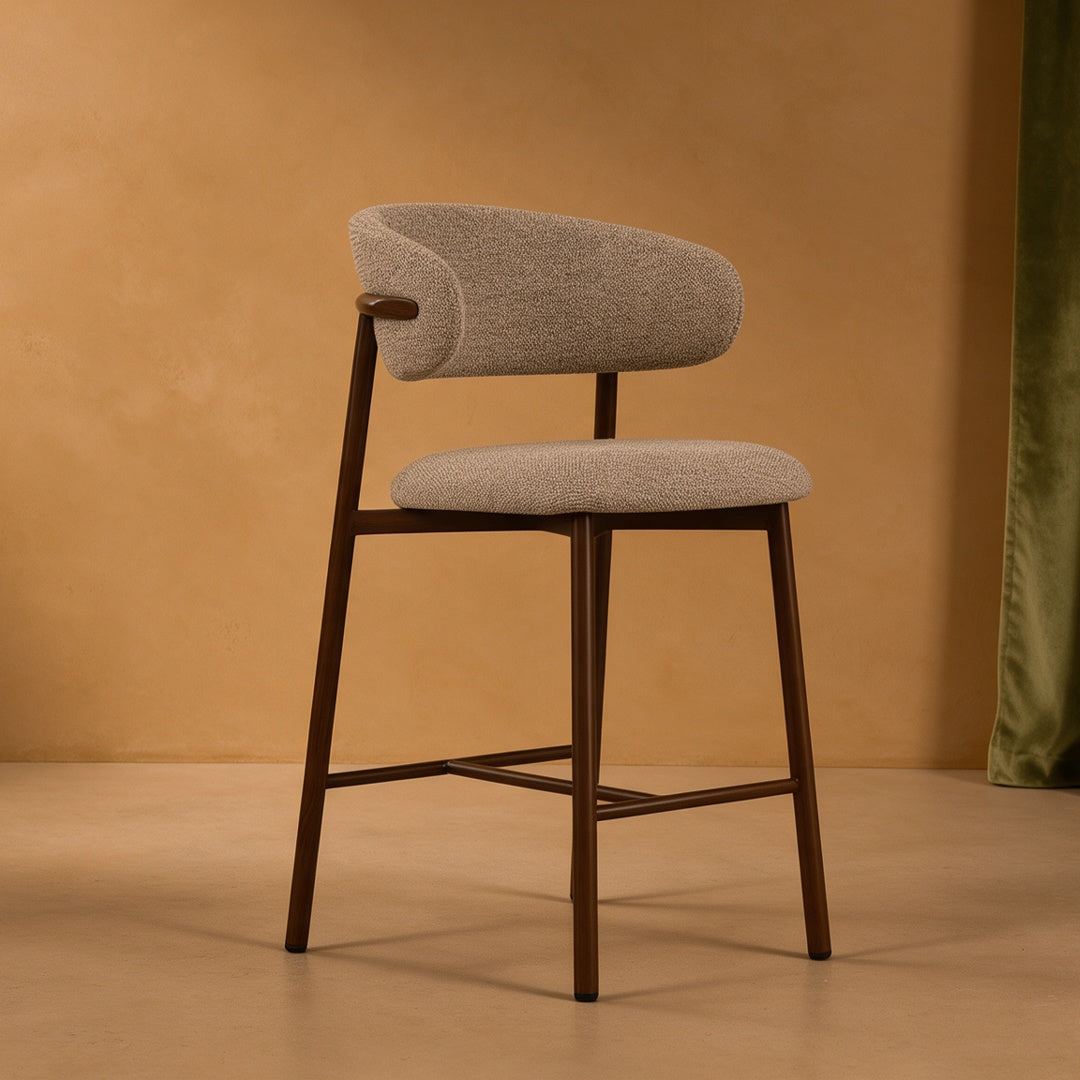 Sgabelli Zahra S [set di 2] [Avena] [Tessuto effetto lino] [65 cm] [⌀ 2.5 cm]