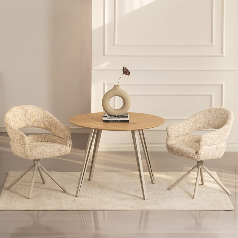 Sedie Con Braccioli Briar Sleek [set di 1] [Tessuto effetto lino] [Girevole A 360 Gradi]