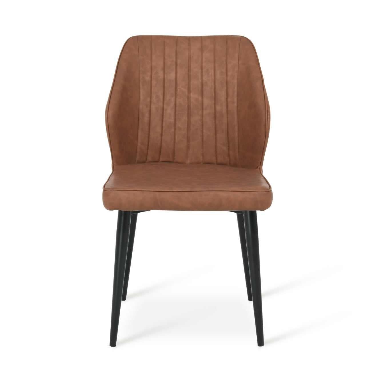 Set di 2 sedie da pranzo Aleena in pelle PU nera con gambe metalliche - design contemporaneo OFCASA，Schienale ergonomico sedia Aleena - supporto lombare per lunghe serate，Gambe in metallo delle sedie Aleena - stabile e resistente，Sedie Aleena imballate singolarmente - facile montaggio incluso