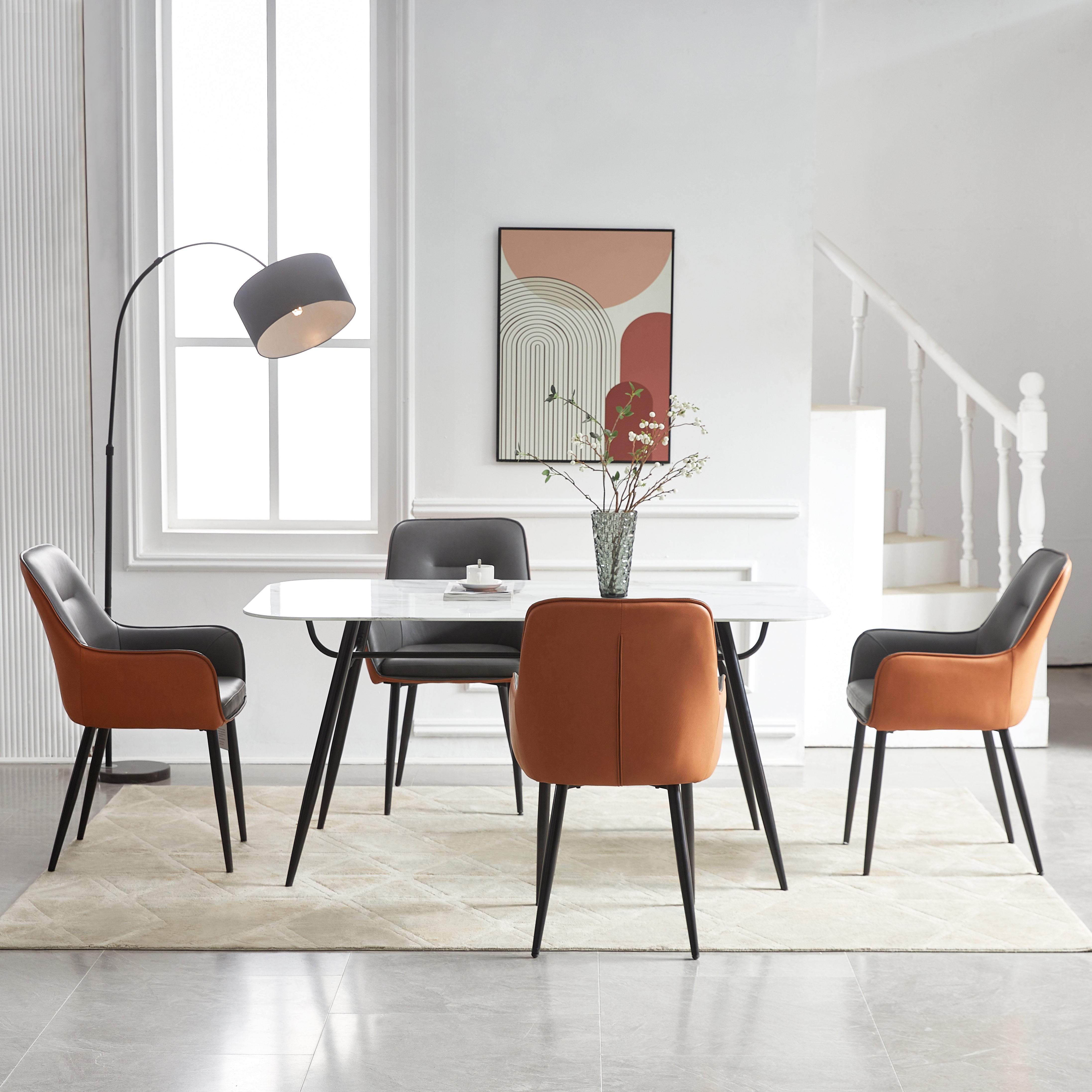 Sedie e poltrone OFCASA in similpelle - collezioni verde e marrone per sala da pranzo e cucina. Arredamento e complementi d'arredo moderni. Sedia da pranzo in similpelle，Poltrona design per sala da pranzo，Set di sedie per cucina，Decorazione casa moderna，Mobili sala da pranzo in pelle