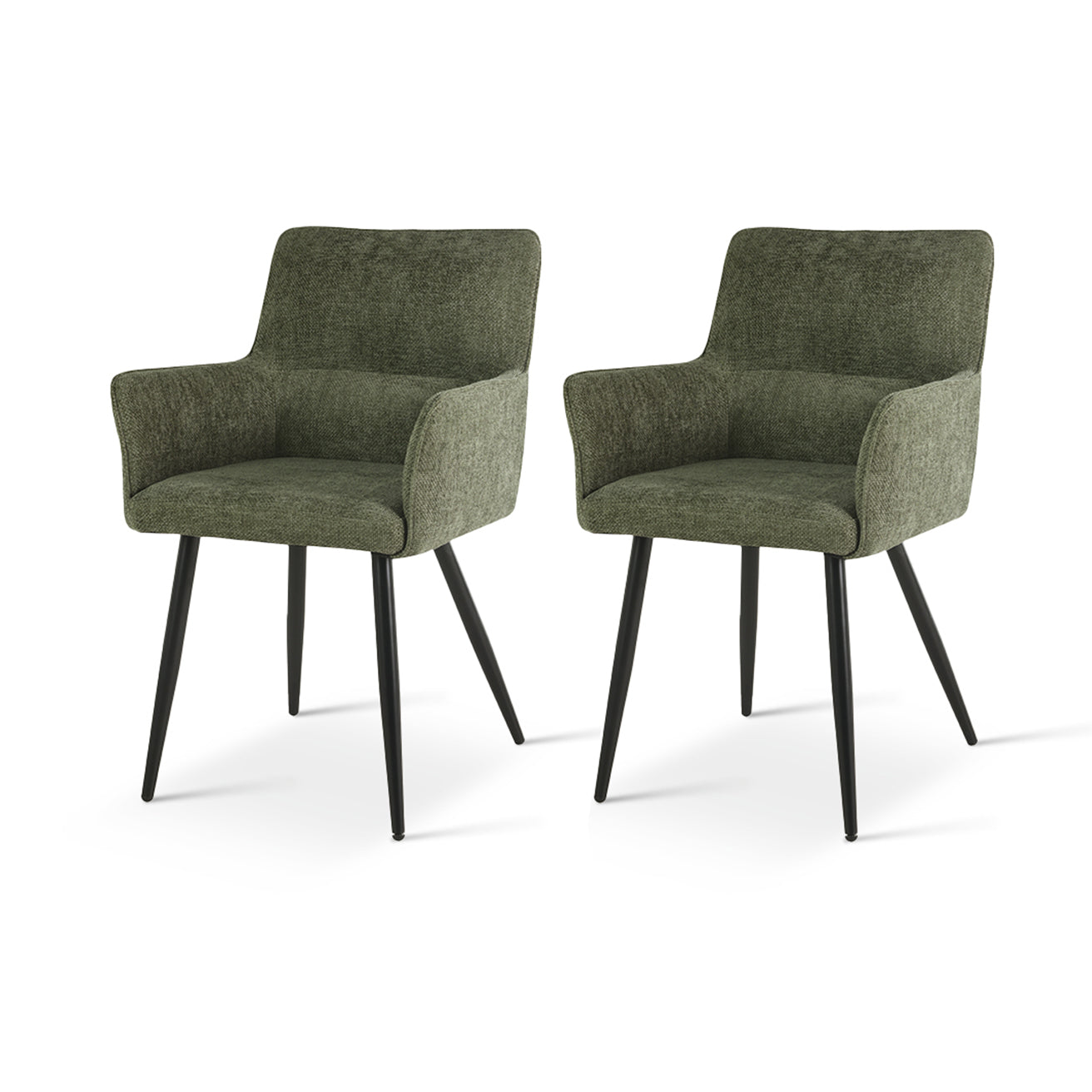Sedia da pranzo con braccioli in lino grigio scuro e gambe in legno scuro, stile industrial chic