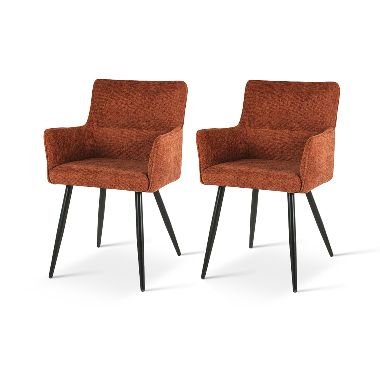 Sedia da pranzo con braccioli in tessuto lino beige, struttura in legno massello e design contemporaneo per interni eleganti