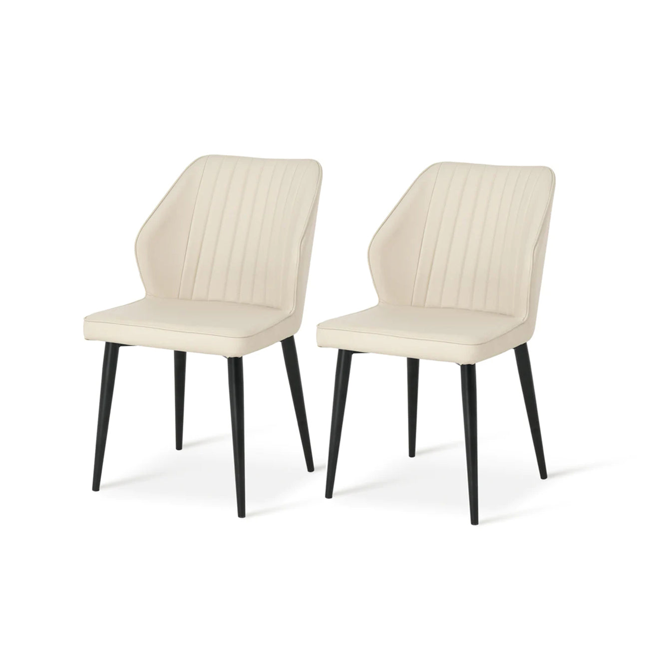 Set di 2 sedie da pranzo Aleena in pelle PU nera con gambe metalliche - design contemporaneo OFCASA，Schienale ergonomico sedia Aleena - supporto lombare per lunghe serate，Gambe in metallo delle sedie Aleena - stabile e resistente，Sedie Aleena imballate singolarmente - facile montaggio incluso