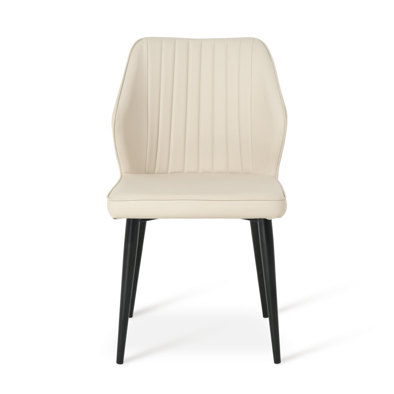 Set di 2 sedie da pranzo Aleena in pelle PU nera con gambe metalliche - design contemporaneo OFCASA，Schienale ergonomico sedia Aleena - supporto lombare per lunghe serate，Gambe in metallo delle sedie Aleena - stabile e resistente，Sedie Aleena imballate singolarmente - facile montaggio incluso