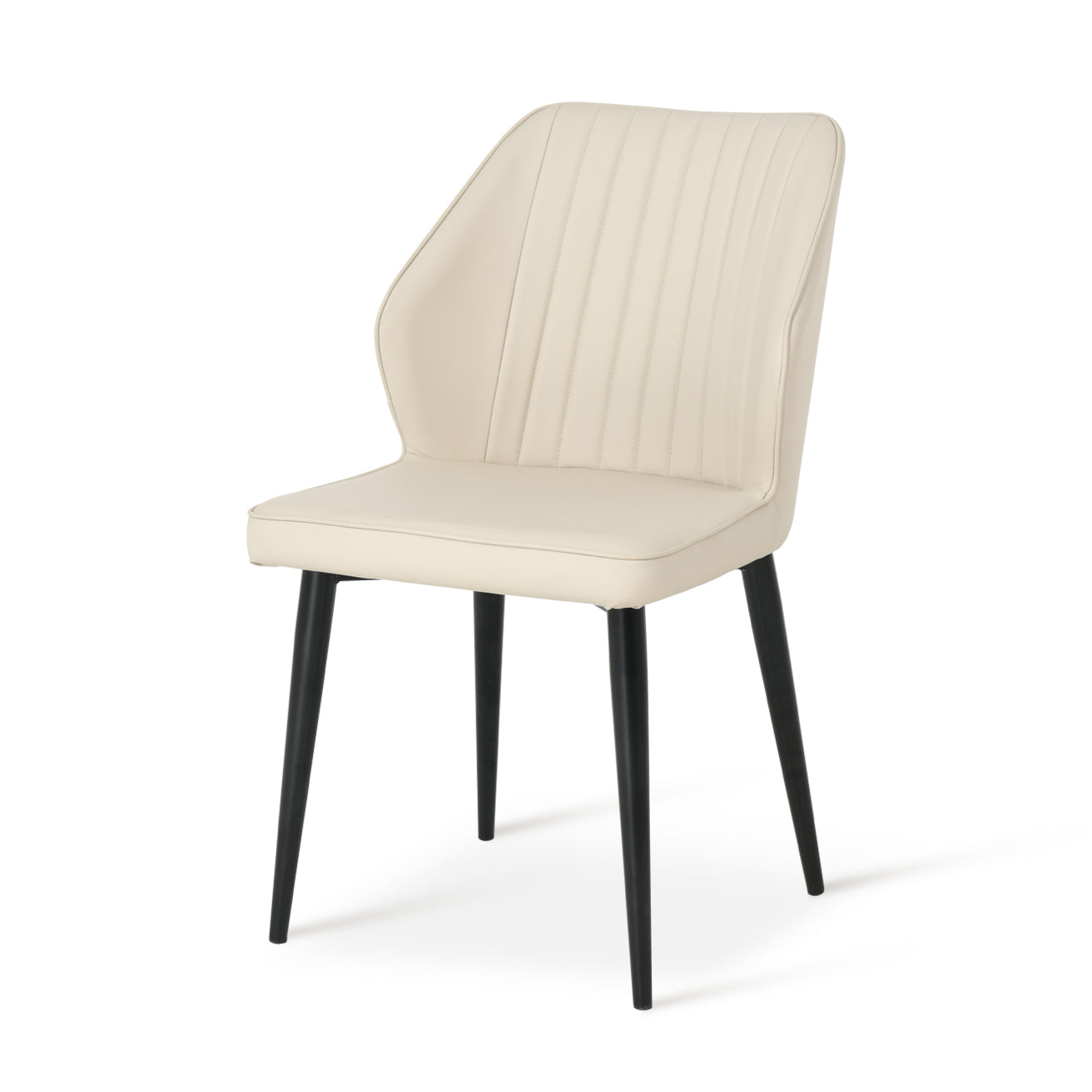 Set di 2 sedie da pranzo Aleena in pelle PU nera con gambe metalliche - design contemporaneo OFCASA，Schienale ergonomico sedia Aleena - supporto lombare per lunghe serate，Gambe in metallo delle sedie Aleena - stabile e resistente，Sedie Aleena imballate singolarmente - facile montaggio incluso