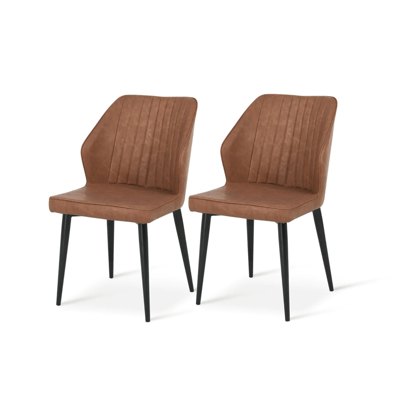Set di 2 sedie da pranzo Aleena in pelle PU nera con gambe metalliche - design contemporaneo OFCASA，Schienale ergonomico sedia Aleena - supporto lombare per lunghe serate，Gambe in metallo delle sedie Aleena - stabile e resistente，Sedie Aleena imballate singolarmente - facile montaggio incluso