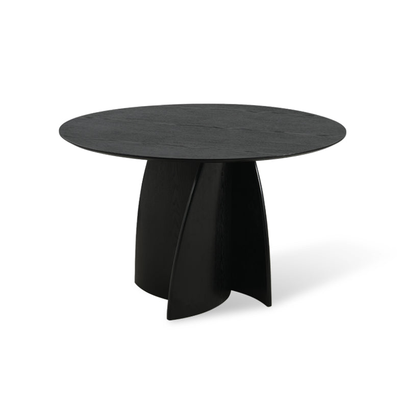 Tavolo rotondo OFCASA Gemma (120 cm) in nero lucido, con piano MDF antigraffio e base a colonna stabile - ideale per open space e cucine.