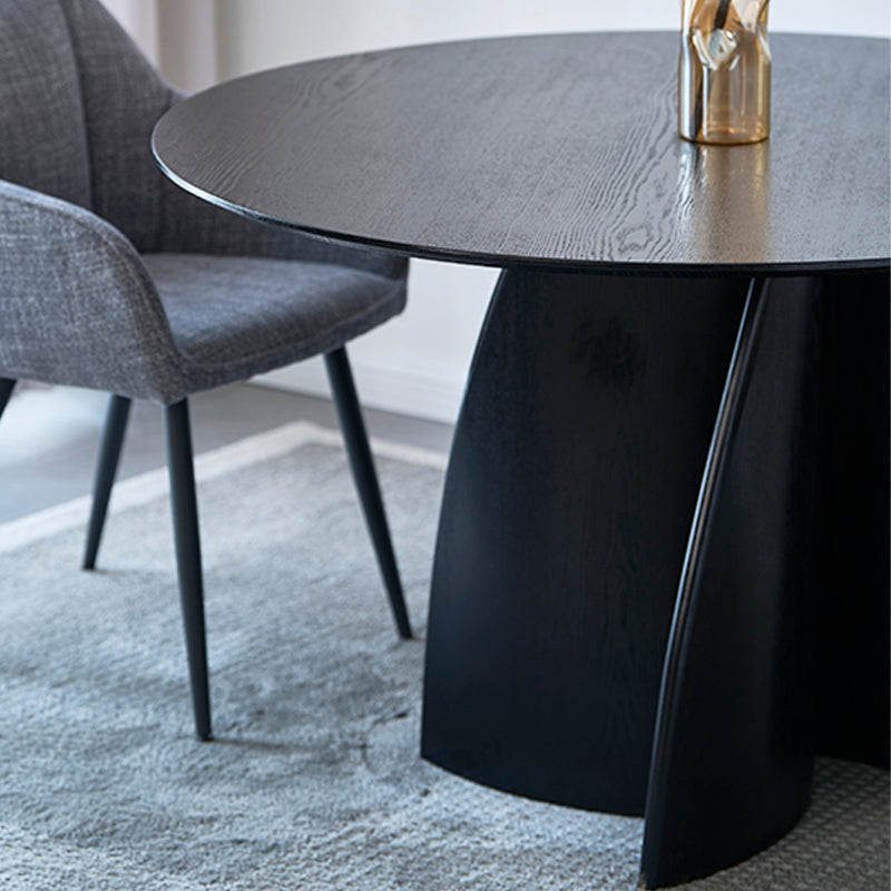 Tavolo rotondo OFCASA Gemma (120 cm) in nero lucido, con piano MDF antigraffio e base a colonna stabile - ideale per open space e cucine.
