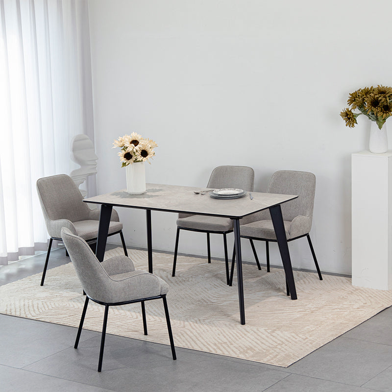 Tavolo da pranzo rettangolare Valdez ATDL2203S con piano in melaminico effetto marmo grigio e struttura in metallo nero – design moderno e resistente per la tua sala da pranzo.