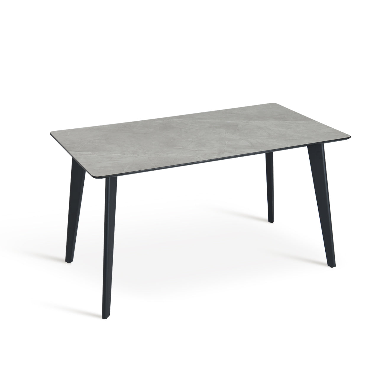 Tavolo da pranzo rettangolare Valdez ATDL2203S con piano in melaminico effetto marmo grigio e struttura in metallo nero – design moderno e resistente per la tua sala da pranzo.