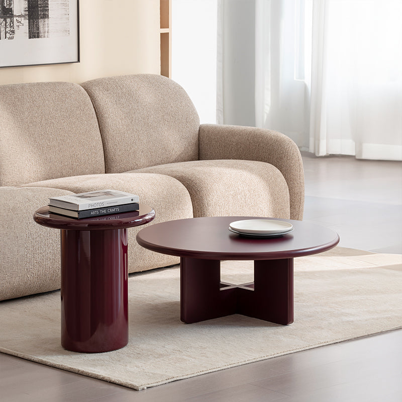 Set tavolino rotondo Aine Chelsea [Rosso porpora][Lucido e opaco]