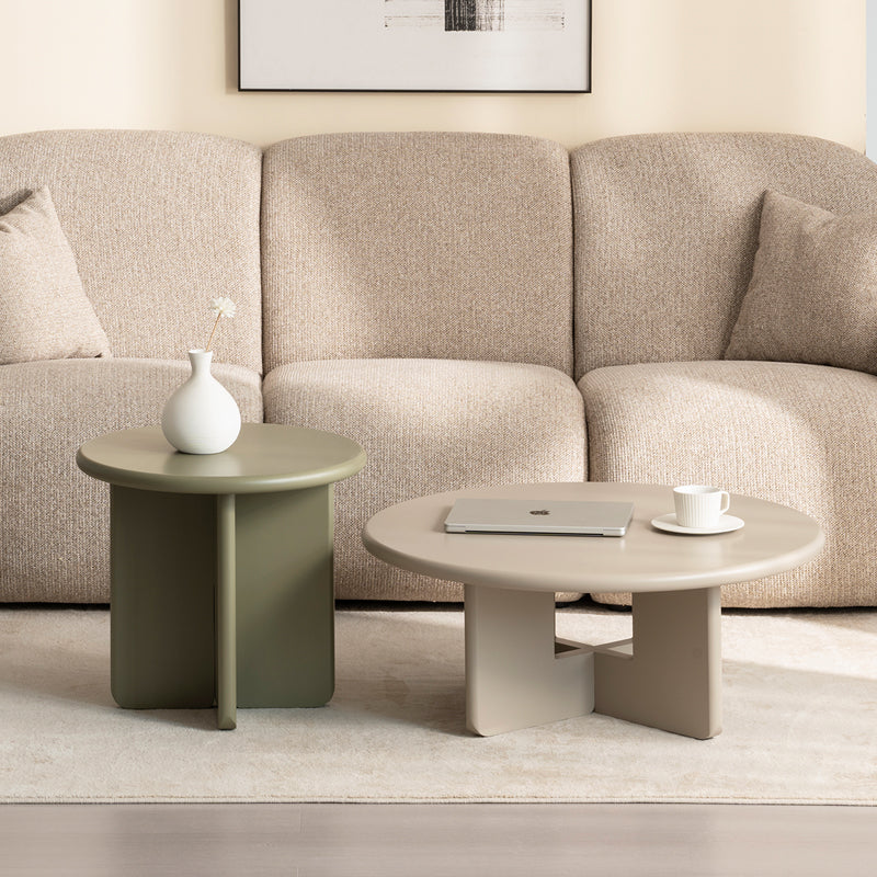 Set di tavolini rotondi opachi Aine Chelsea [Verde e Beige]