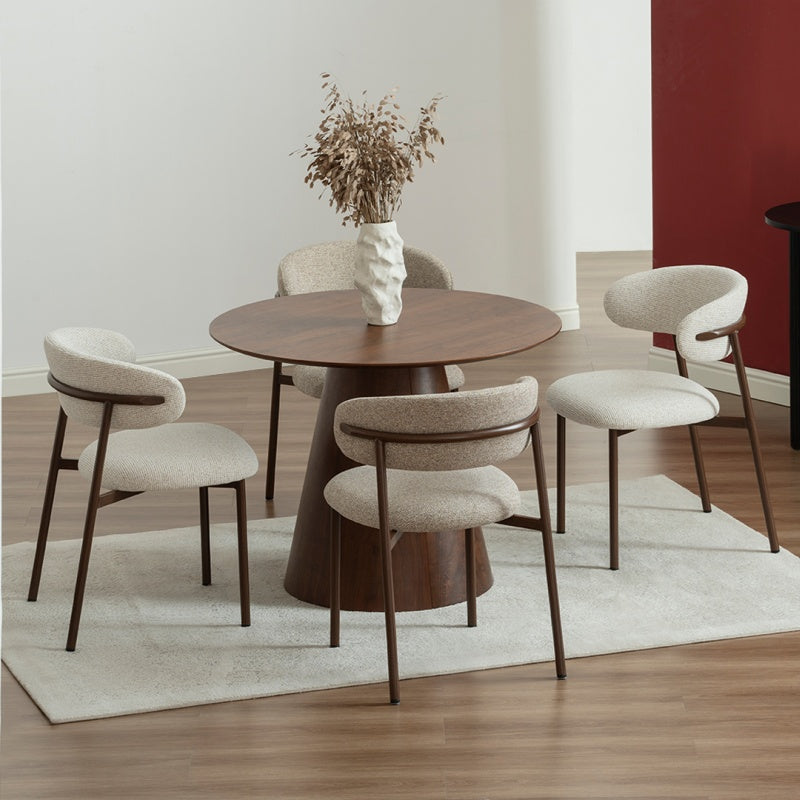 Tavolo da pranzo rotondo Elowen e 4 sedie da pranzo Zahra S [Set da pranzo]