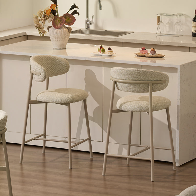 Sgabelli Zahra S [set di 2] [Avena] [Tessuto effetto lino] [65 cm] [⌀ 2.5 cm]