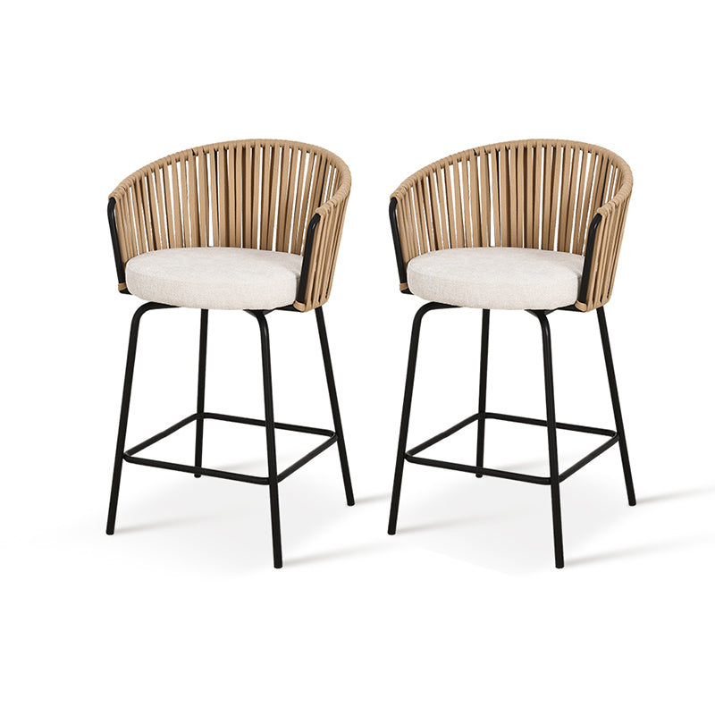 Sgabello da bar Louisa [Set da 2] [Tessuto in lino] [65 cm]