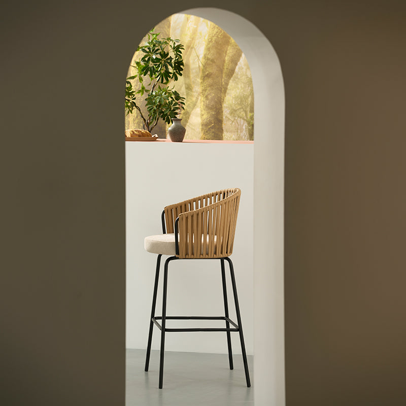 Sgabello da bar Louisa [Set da 2] [Tessuto in lino] [65 cm]