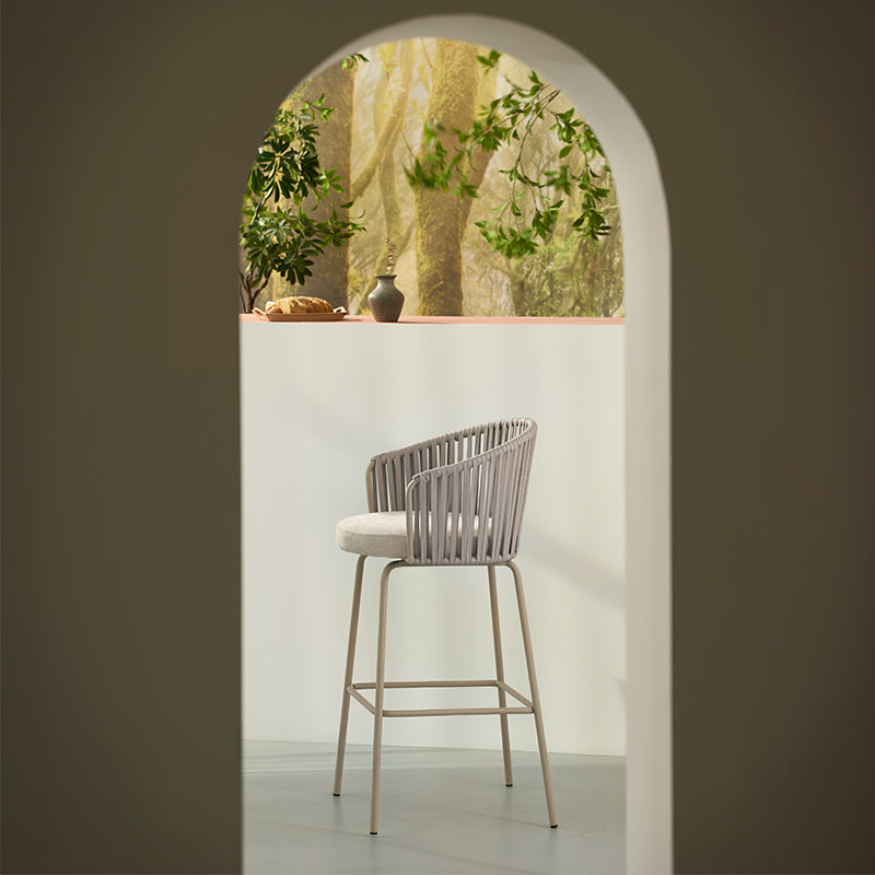 Sgabello da bar Louisa [Set da 2] [Tessuto in lino] [65 cm]