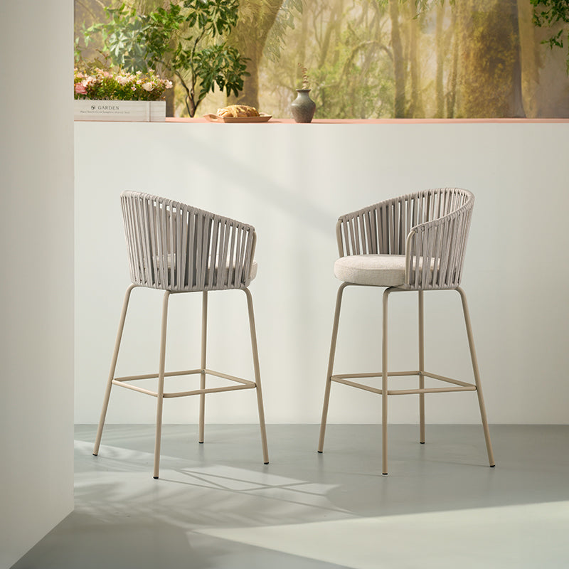 Sgabello da bar Louisa [Set da 2] [Tessuto in lino] [65 cm]