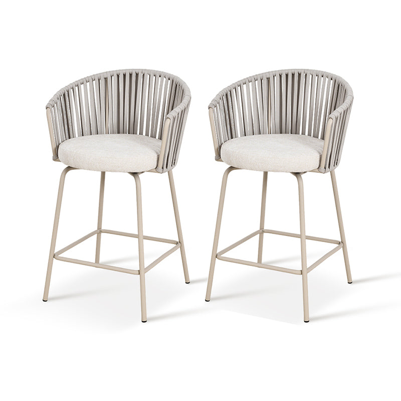 Sgabello da bar Louisa [Set da 2] [Tessuto in lino] [65 cm]