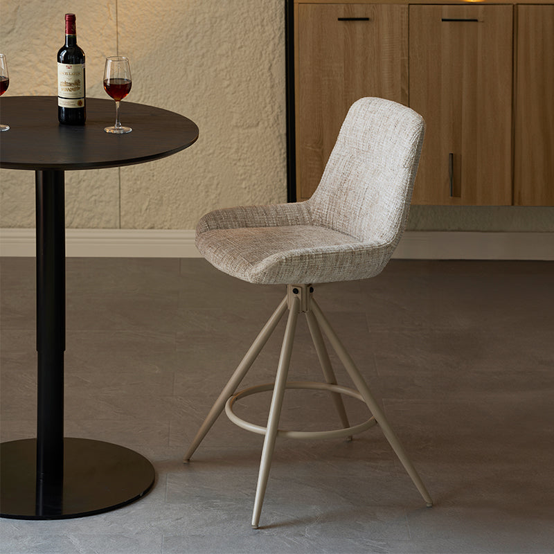 Sgabello da bar Farah [Set di 2] [Tessuto lino] [67 cm] [Ritorno automatico] [Girevole a 180°]