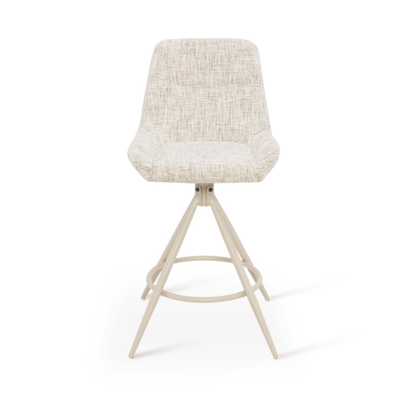 Sgabello da bar Farah [Set di 2] [Tessuto lino] [67 cm] [Ritorno automatico] [Girevole a 180°]