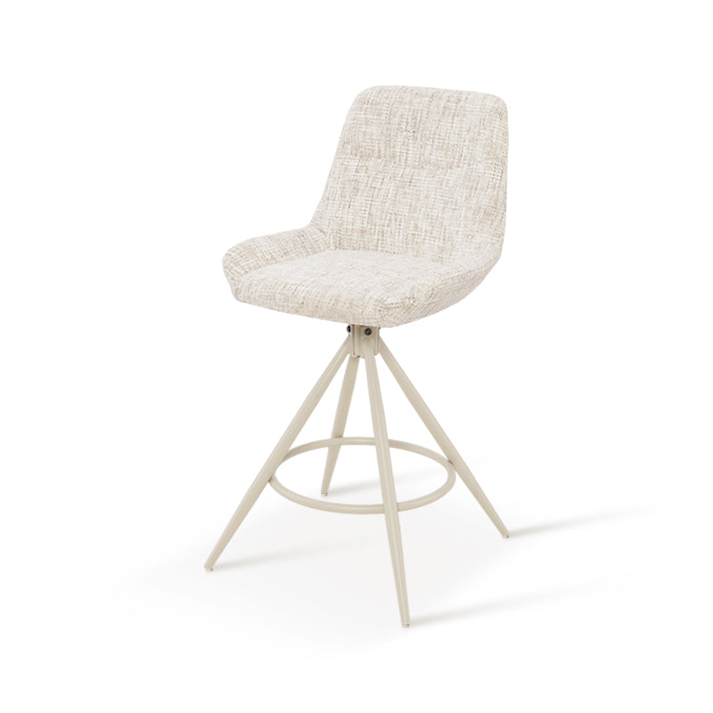 Sgabello da bar Farah [Set di 2] [Tessuto lino] [67 cm] [Ritorno automatico] [Girevole a 180°]