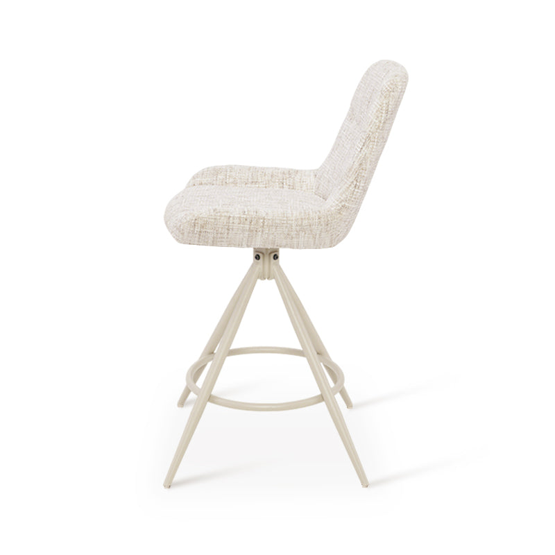 Sgabello da bar Farah [Set di 2] [Tessuto lino] [67 cm] [Ritorno automatico] [Girevole a 180°]