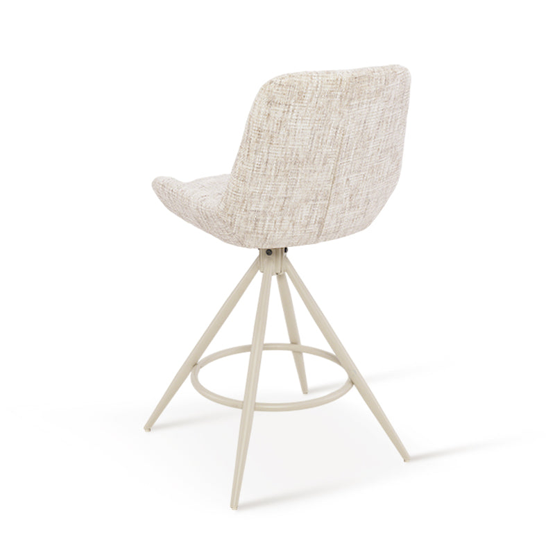 Sgabello da bar Farah [Set di 2] [Tessuto lino] [67 cm] [Ritorno automatico] [Girevole a 180°]