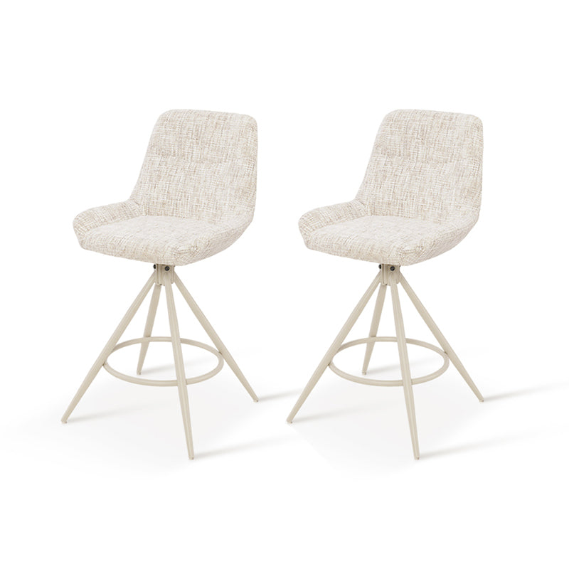 Sgabello da bar Farah [Set di 2] [Tessuto lino] [67 cm] [Ritorno automatico] [Girevole a 180°]