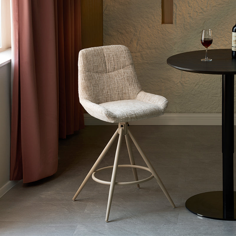 Sgabello da bar Farah [Set di 2] [Tessuto lino] [67 cm] [Ritorno automatico] [Girevole a 180°]