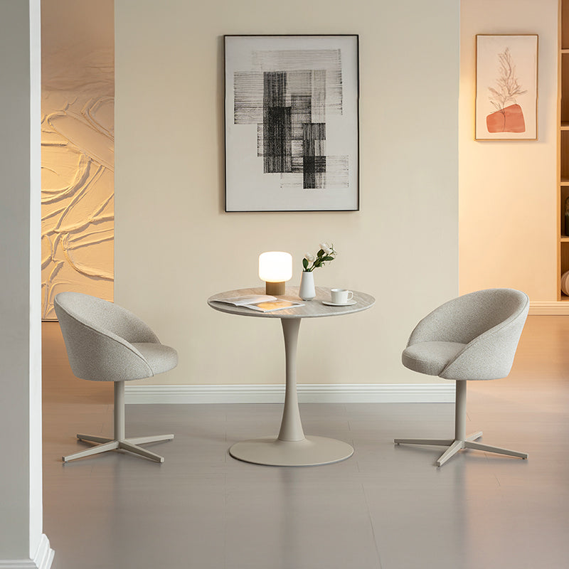 Tavolo da pranzo rotondo Tiana e 2 poltrone da pranzo girevoli a 360° Paislee [Set da pranzo]