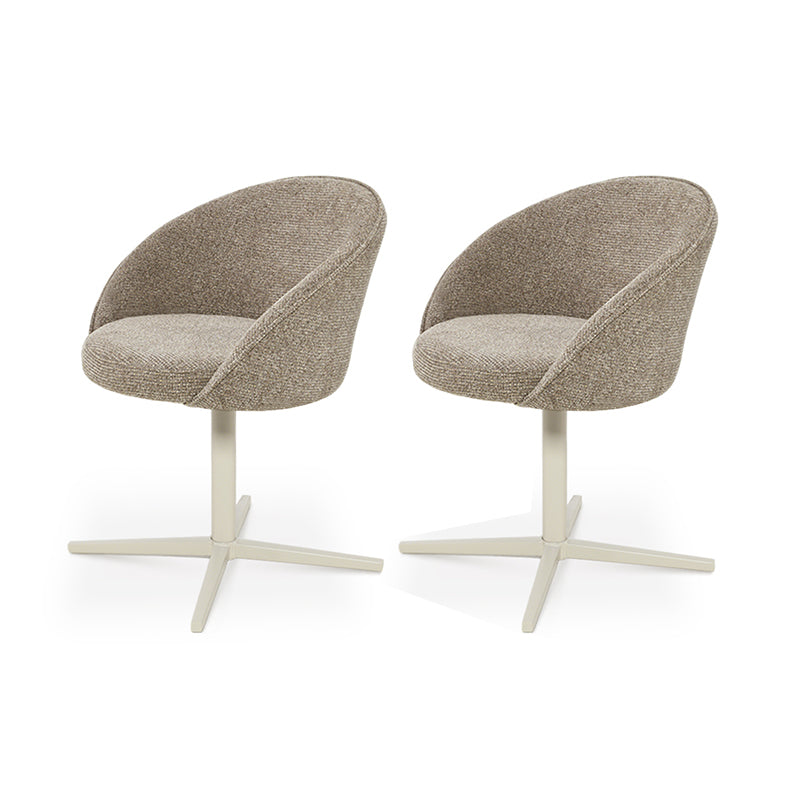 Tavolo da pranzo rotondo Tiana e 2 poltrone da pranzo girevoli a 360° Paislee [Set da pranzo]