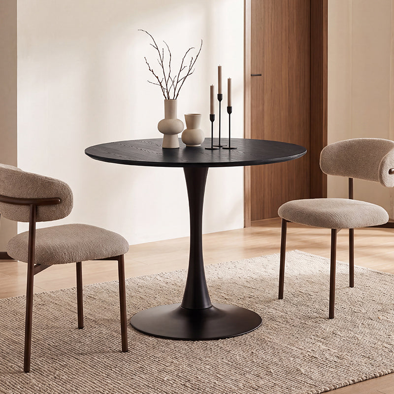 Tavolo da pranzo rotondo Tiana [Travertino & Legno nero] [80 cm]